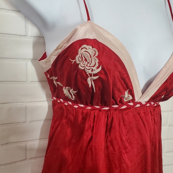 XXI Forever 21 Silk Red Floral Dress - Picture 4 of 13